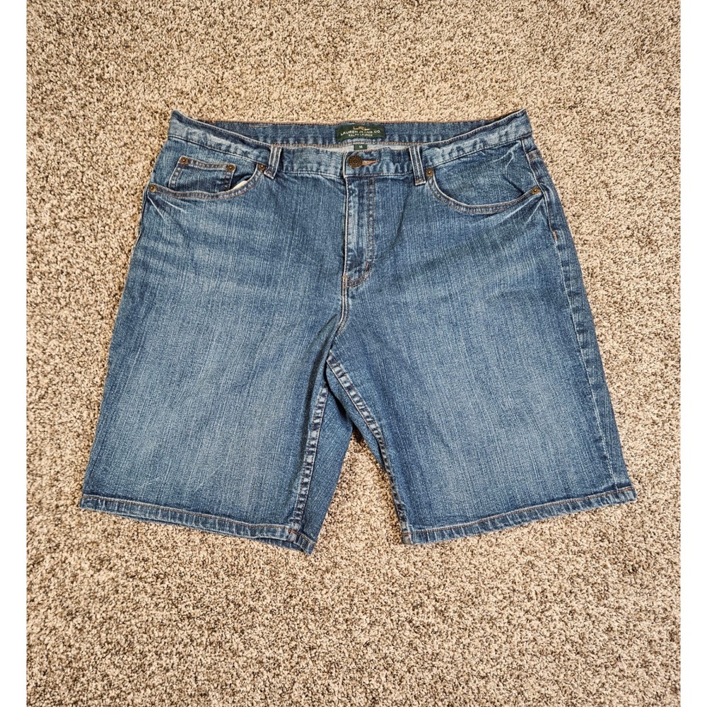 Lauren Ralph Lauren Denim Bermuda Shorts Womens 14 Blue Mid Rise Preppy Classic